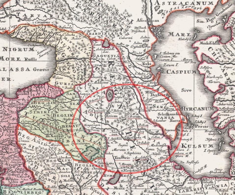 Карта c Азербайджаном на Кавказе, 1730 г.  Г. М. Зойтер 